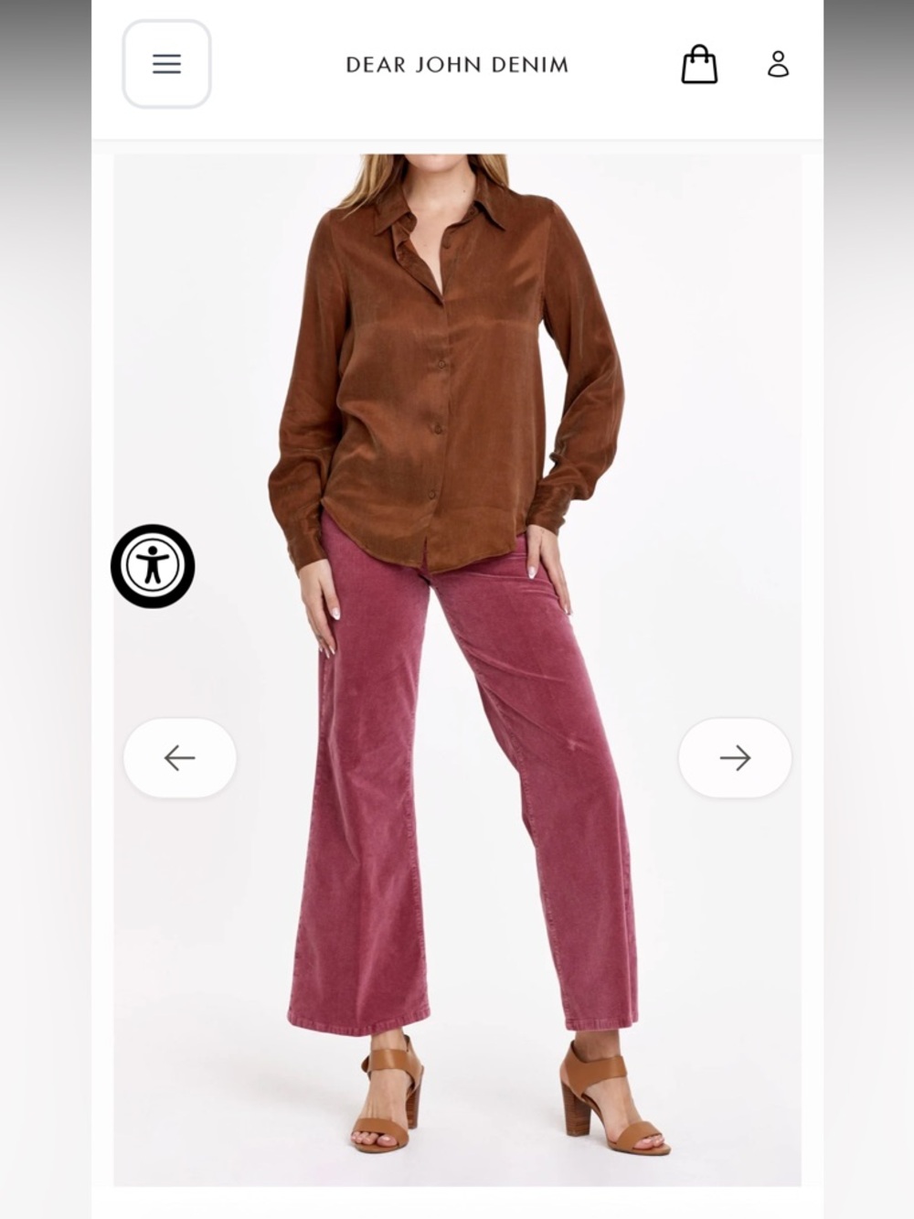 Dear John Denim Brown Satin Birdie Shirt The Softest shirt you will ever own